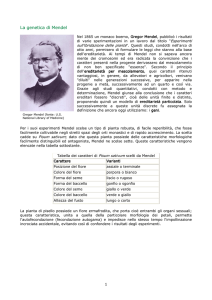 La genetica di Mendel La genetica di Mendel