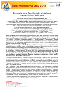 Euromelanoma Day: Roma in prima linea contro i tumori della pelle