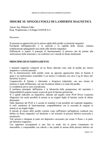 MISURE SU SINGOLI FOGLI DI LAMIERINI MAGNETICI.