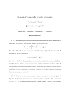 Esercizi di Teoria della Crescita Economica