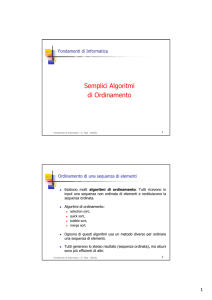 Semplici Algoritmi di Ordinamento