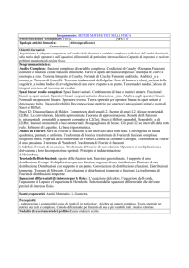 Programma sintetico: Analisi Complessa: funzioni complesse di