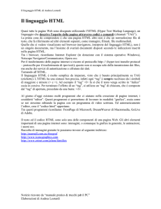 Il linguaggio HTML - benvenuto nel sito del laboratorio di informatica