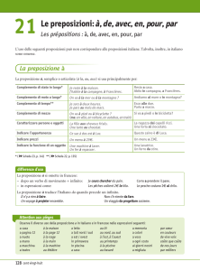 21 Le preposizioni: à, de, avec, en, pour, par