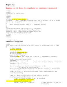 Login.php Pagina con il form da compilare con username e
