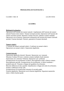 PROGRAMMA DI MATEMATICA CLASSE I SEZ. B A.S.2015/2016