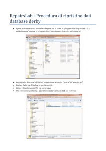 RepairsLab - Procedura di ripristino dati database derby