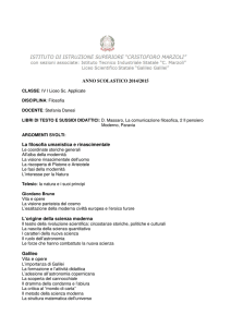 ANNO SCOLASTICO 2014/2015 La filosofia umanistica e