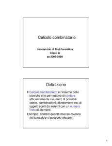 Calcolo combinatorio Definizione
