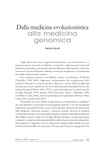 Dalla medicina evoluzionistica alla medicina
