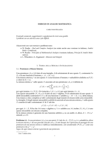 ESERCIZI DI ANALISI MATEMATICA Eventuali commenti