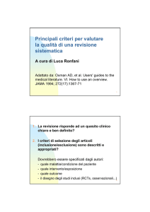 Principali criteri per valutare la qualità di una revisione sistematica