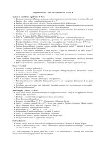 Programma del Corso di Matematica 2 Mod A Insiemi e strutture