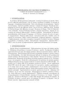 Calcolo Numerico 2 - Dipartimento di Matematica