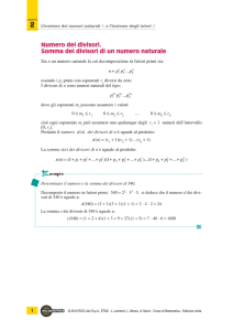 Numero dei divisori. Somma dei divisori di un numero naturale