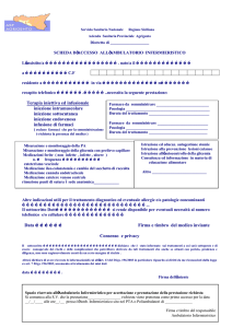 Scheda d`accesso all`ambulatorio infermieristico