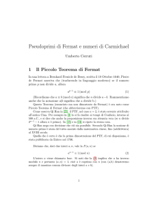 Pseudoprimi di Fermat e numeri di Carmichael