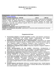 Probabilità e Statistica - Dipartimento di Matematica e Fisica