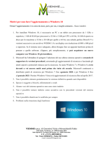 Motivi per non fare l`aggiornamento a Windows 10