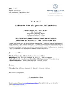 La bioetica laica e la questione dell`embrione