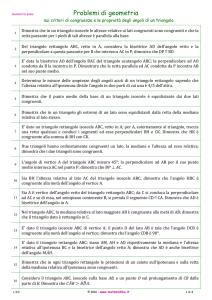 Problemi sui criteri di congruenza e proprieta` degli angoli di un