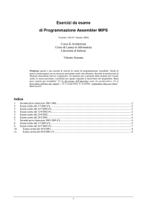 Esercizi di programmazione Assembler MIPS