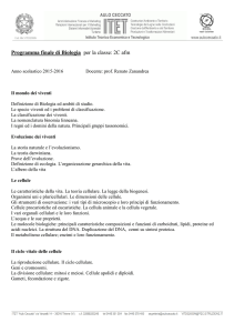Programma finale di Biologia per la classe: 2 A afm