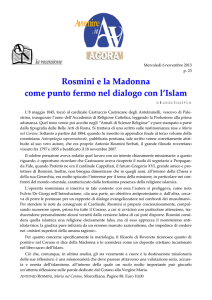 Rosmini e la Madonna come punto fermo nel dialogo con l`Islam