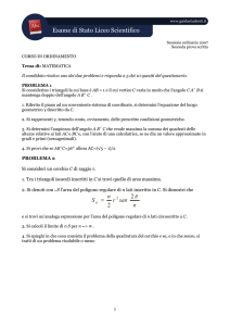 Tracce Matematica Liceo Scientifico seconda prova 2007