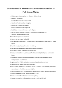 Esercizi classe 3° B Informatica – Anno Scolastico 2015/2016