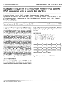 Nucleotide sequence of a cucumber mosaic virus