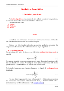 Statistica descrittiva 2. Indici di posizione.