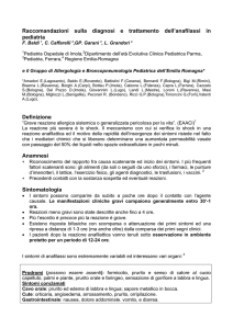 Raccomandazioni sulla diagnosi e trattamento dell`anafilassi