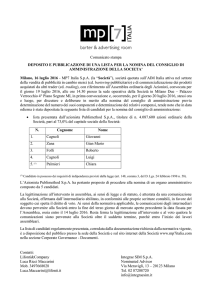 Comunicato stampa DEPOSITO E PUBBLICAZIONE DI UNA LISTA
