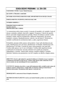 Statistica sociale - Dipartimento di Scienze umane