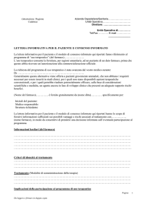 Testo del Foglio Informativo e consenso paziente
