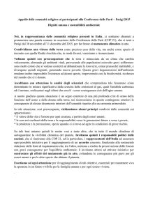 Appello delle comunità religiose ai partecipanti