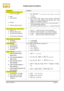 FORMULARIO DI CHIMICA 1. N= 6,02∙10 1. sale di Acido Forte +