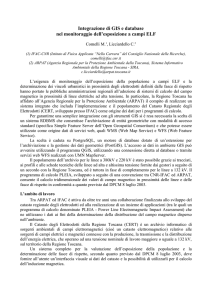 Integrazione di GIS e database nel monitoraggio dell`esposizione a