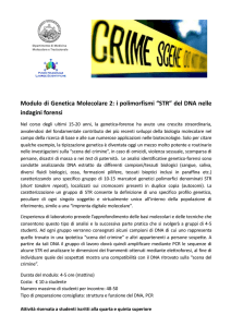 Modulo di Genetica Molecolare 2: i polimorfismi “STR” del DNA