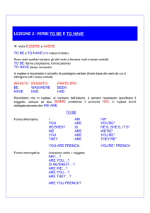 LEZIONE 2: VERBI TO BE E TO HAVE