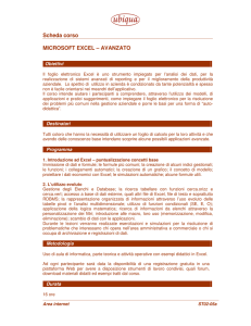 Scheda corso MICROSOFT EXCEL – AVANZATO