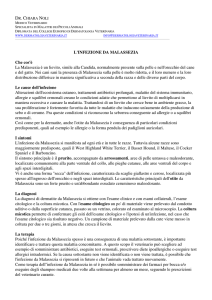 L`INFEZIONE DA MALASSEZIA Che cos`è La Malassezia è un lievito