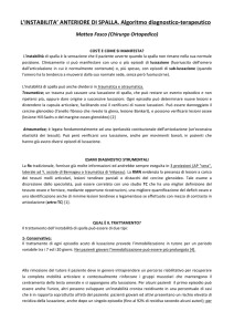 L`INSTABILITA` ANTERIORE DI SPALLA. Algoritmo diagnostico