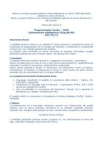Programmatori Junior – JAVA Collocamento obbligatorio (DLg.68