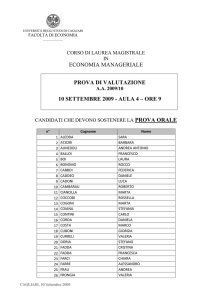 economia manageriale prova di valutazione 10 settembre 2009