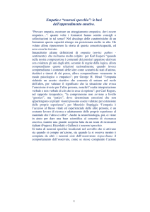 Empatia e “neuroni specchio”: le basi dell`apprendimento emotivo.
