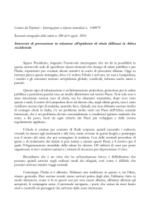 Interventi di prevenzione in relazione all`epidemia di ebola diffusasi