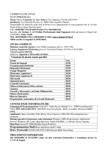 CURRICULUM VITAE DATI PERSONALI STUDI