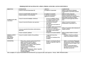 prerequisiti di matematica per il primo anno del liceo scientifico